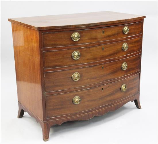 A Regency mahogany bowfront chest, W.3ft 8.5in.